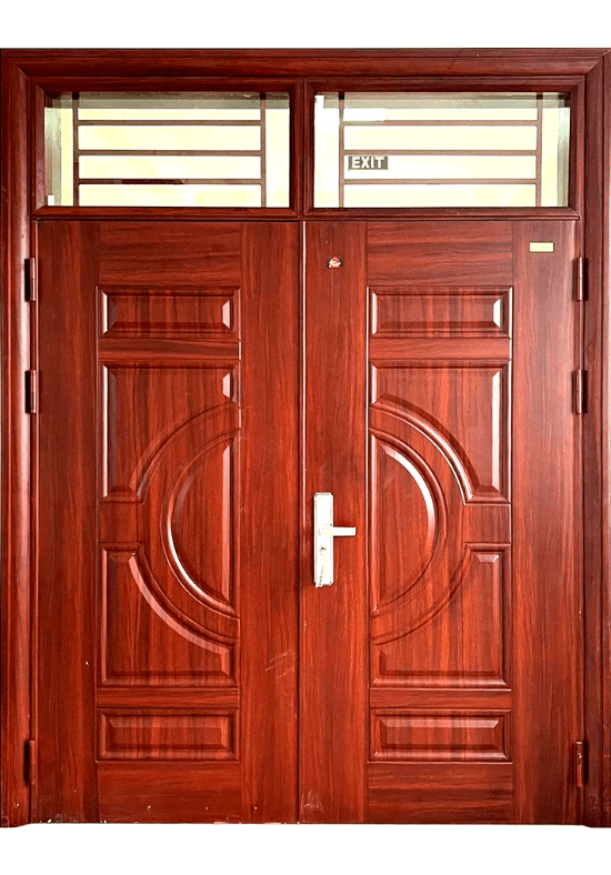Cửa thép vân gỗ Hoa Vĩ 2 cánh cân HMS6005