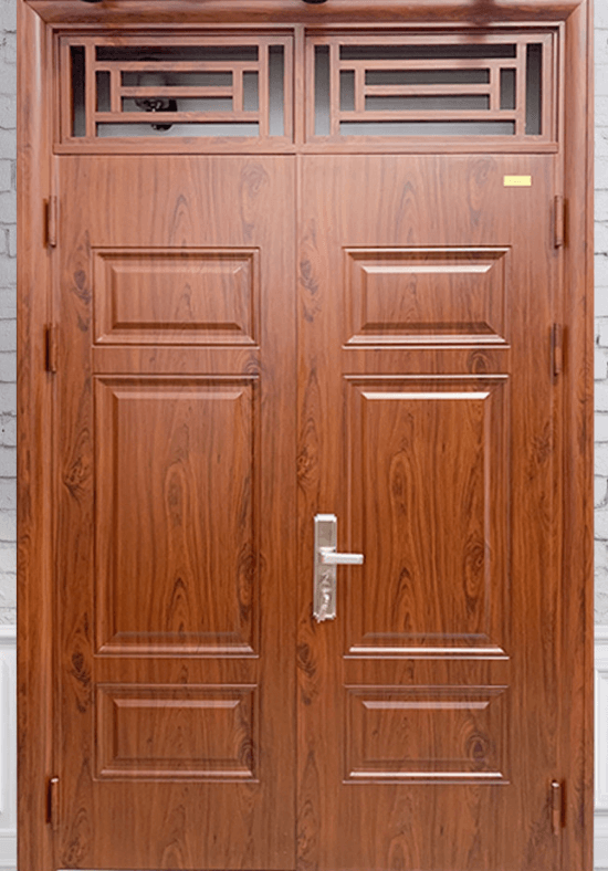 Cửa thép vân gỗ Hoa Vĩ 2 cánh cân HMS6023